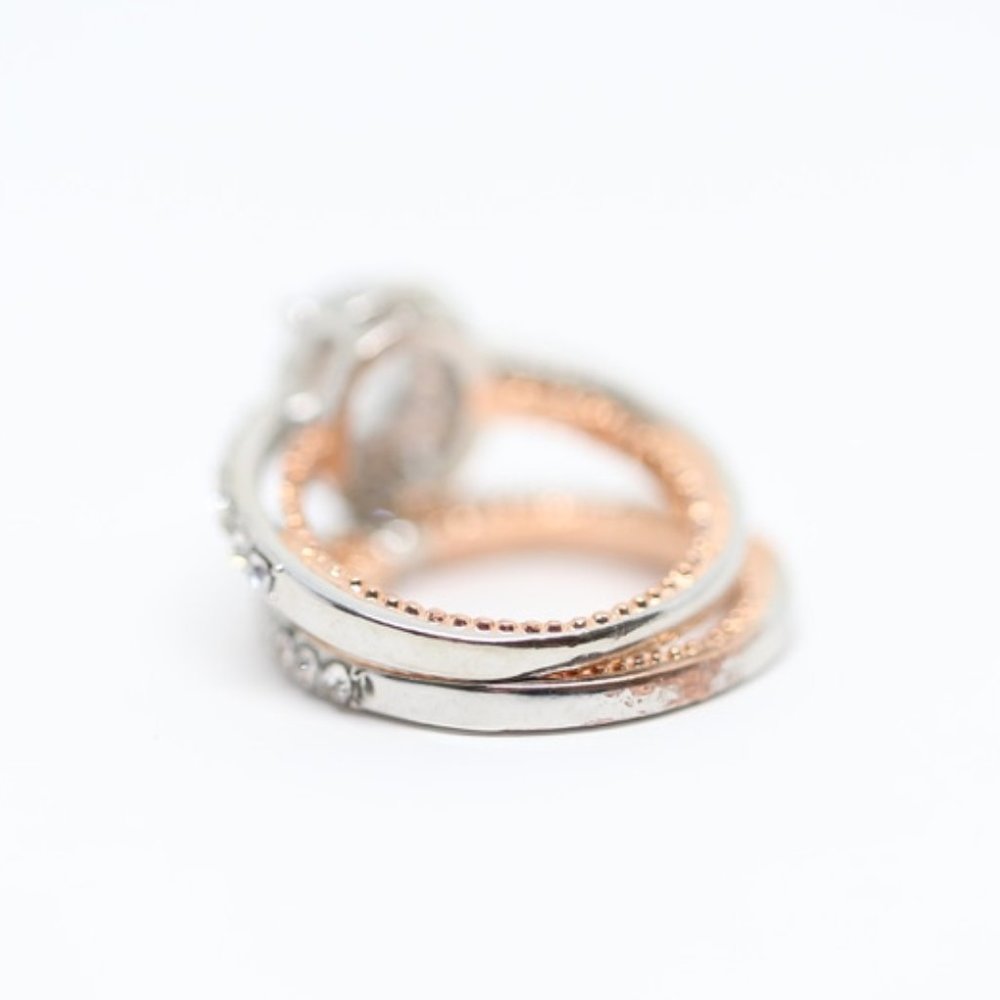14k Gold Dipped Two Tone Topaz Oval Ring - Picture 6 of 10